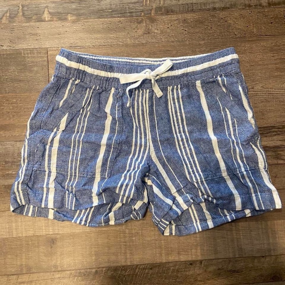 Blue and White Striped Shorts